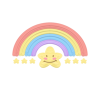 Cute rainbow sky stationary sticker oil painting png
