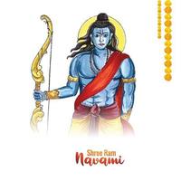 Lord shree ram navami festival wishes card background vector