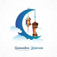 hermosa Luna Ramadán kareem saludo tarjeta antecedentes vector