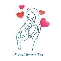 Happy mothers day for woman and baby child love card design vector