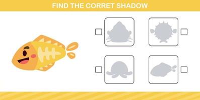 finding the correct shadow of cute animal education page game for kindergarten and preschool vector