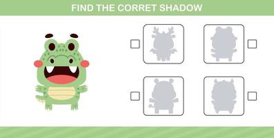 finding the correct shadow of cute animal education page game for kindergarten and preschool vector