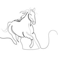 uno línea dibujo corriendo caballo impresión, cartel logo plantilla.caballo continuo línea dibujo para decoración diseño vector aislado ilustración en tendencia mínimo Arte estilo.