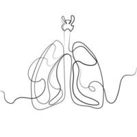 Anatomical human lungs silhouette Continuous line drawing vector illustration. Human organ lung sketch outline drawing.Dynamic medical internal anatomy concept minimalist linear illustration.