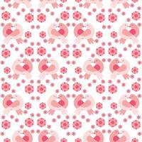 Cute spring vector seamless  pattern with little birds,  flowers and leaves.  May be used for surface  or apparel design.