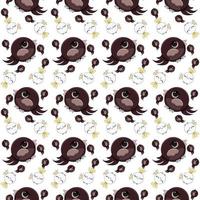 Colorful cute bird seamless pattern. Cute background for textile print, wrapping paper.Cute bird vector illustration.