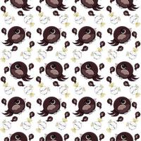 Colorful cute bird seamless pattern. Cute background for textile print, wrapping paper.Cute bird vector illustration.