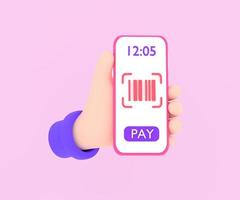 hand holding Smartphone show Barcode. concept cashless society. photo