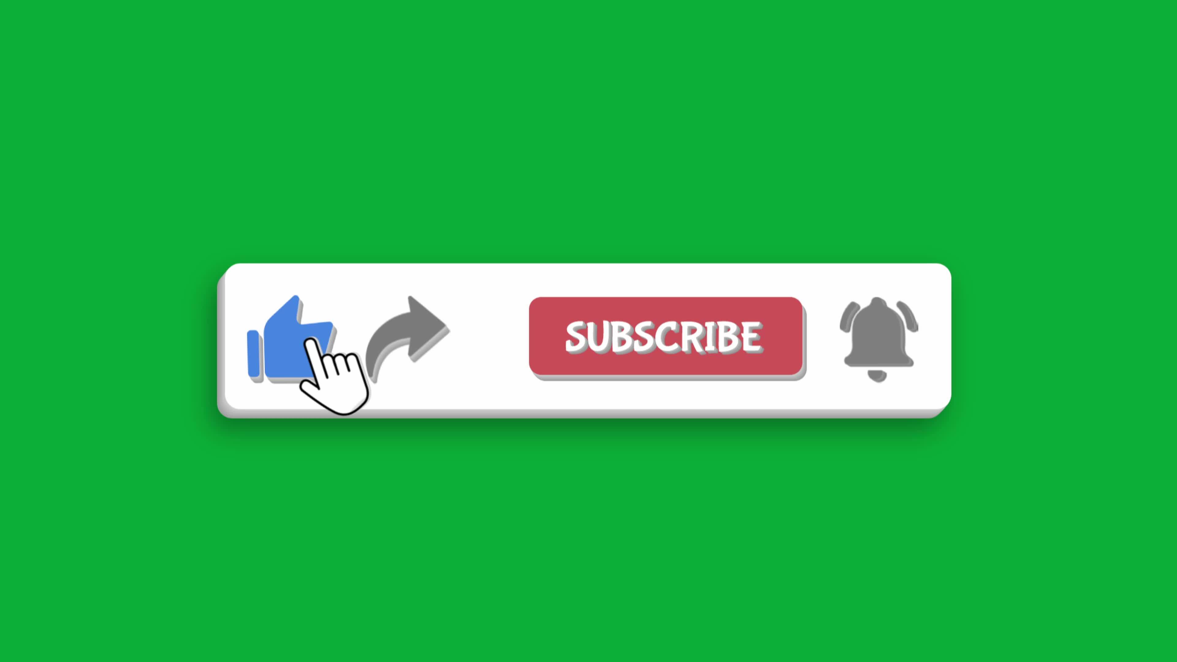 Subscribe button with animated cursor click on like share and bell icon ...