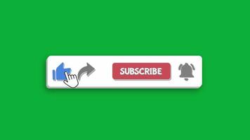 Subscribe button with animated cursor click on like share and bell icon video