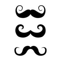 Mustache silhouettes in rounded style isolated on white background. vector