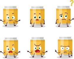 Cartoon character of beer can with what expression vector