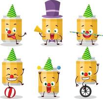 Cartoon character of beer can with various circus shows vector