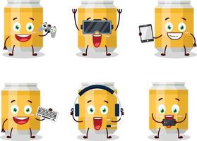 Beer can cartoon character are playing games with various cute emoticons vector