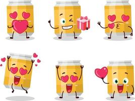 cerveza lata dibujos animados personaje con amor linda emoticon vector