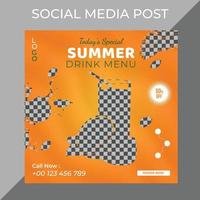 Fresh juice business marketing social media post or web banner template design with abstract background, logo and icon. vector