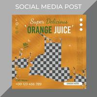 Fresh juice business marketing social media post or web banner template design with abstract background, logo and icon. vector