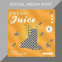 Fresh juice business marketing social media post or web banner template design with abstract background, logo and icon. vector