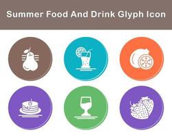 Summer Food And Drink Vector Icon Set