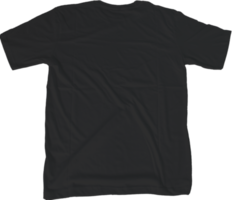 Black t shirt mock up transparent background back side view. png