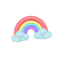 Cute rainbow sky stationary sticker oil painting png