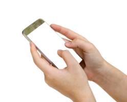 Woman using mobile smart phone isolated png