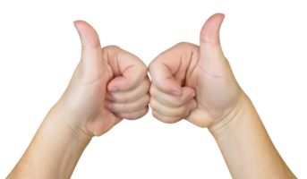 Two hands with thumb up isolated png