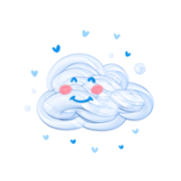 Cute cloud sky stationary sticker oil painting png