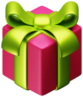 3d hacer rojo regalo caja con verde arco cinta para cumpleaños y Navidad evento fiesta png