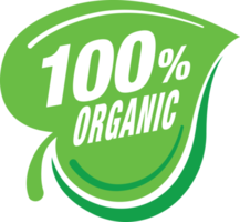 100 per cento biologico naturale foglia cartello icona png