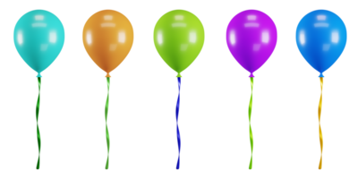 3d rendering colourful balloon icon set for birthday or Christmas event party element. 3d icon illustration png