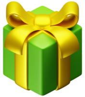 3d hacer verde regalo caja con amarillo arco cinta para cumpleaños y Navidad evento fiesta