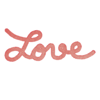 Love and Heart watercolor handdrawn png