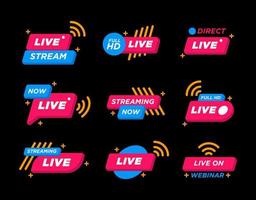 Set of Live Streaming Badge Sticker for General Media Purpose vector