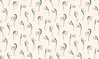 Seamless pattern Snowdrops. Vector First spring flowers for fabric, textile, wrapping paper.