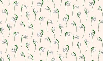 Seamless pattern Snowdrops. Vector First spring flowers for fabric, textile, wrapping paper.