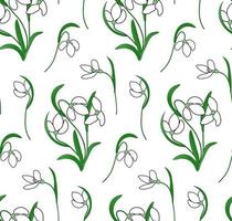 Seamless pattern Snowdrops. Vector First spring flowers for fabric, textile, wrapping paper.