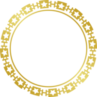 Circle golden frame. Abstract ornate decorative circle frame. PNG with transparent background.