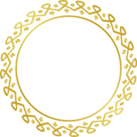 Circle golden frame. Abstract ornate decorative circle frame. PNG with transparent background.