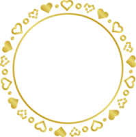 Circle golden frame. Abstract ornate decorative circle frame. PNG with transparent background.