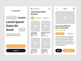 Clean UI UX design template vector. Suitable for mobile application streaming movies, food delivery, traveling, and grocery. vector