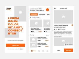 Clean UI UX design template vector. Suitable for mobile application streaming movies, food delivery, traveling, and grocery. vector