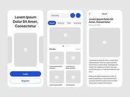 Clean UI UX design template vector. Suitable for mobile application streaming movies, food delivery, traveling, and grocery. vector