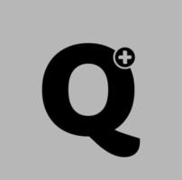 Q plus vector icon. Black Q plus monogram.