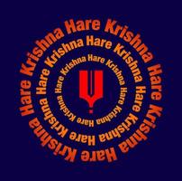 Hare Krishna-Hare Krishna. Lord Krishna's name is a round shape with a tilak icon. vector