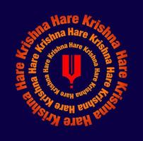 Hare Krishna-Hare Krishna. Lord Krishna's name is a round shape with a tilak icon. vector