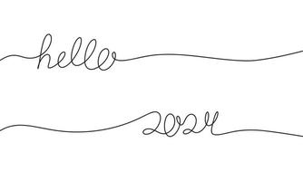 Hello 2024. One line continuous vector illustration. Line art new year. Vector illustration.