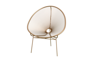 Gold metal chair isolated on a transparent background png