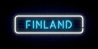 Finland neon sign. Bright light signboard. Vector banner.