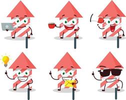 Fire cracker cartoon character with various types of business emoticons vector